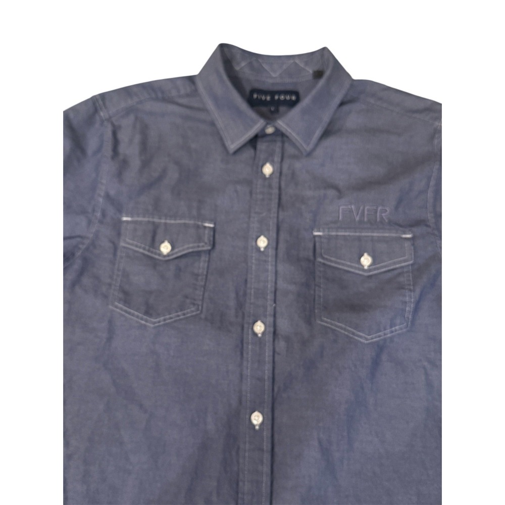NWT Five Four Mens Large Long Sleeve Chambray Button Up Collared Dress Shirt - Picture 3 of 5